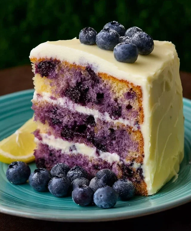 Blueberry Cake with Lemon Cream Cheese Frosting