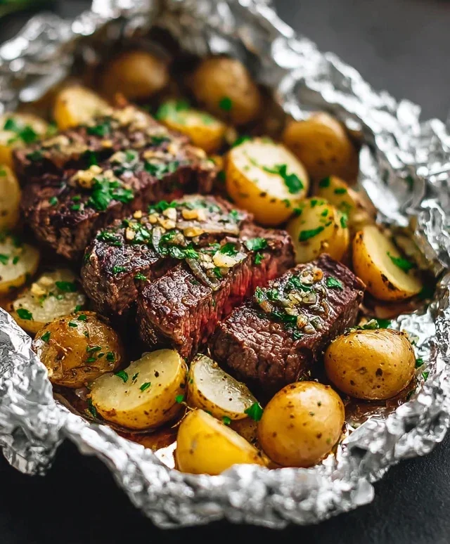 Garlic Steak & Potato Foil Packs