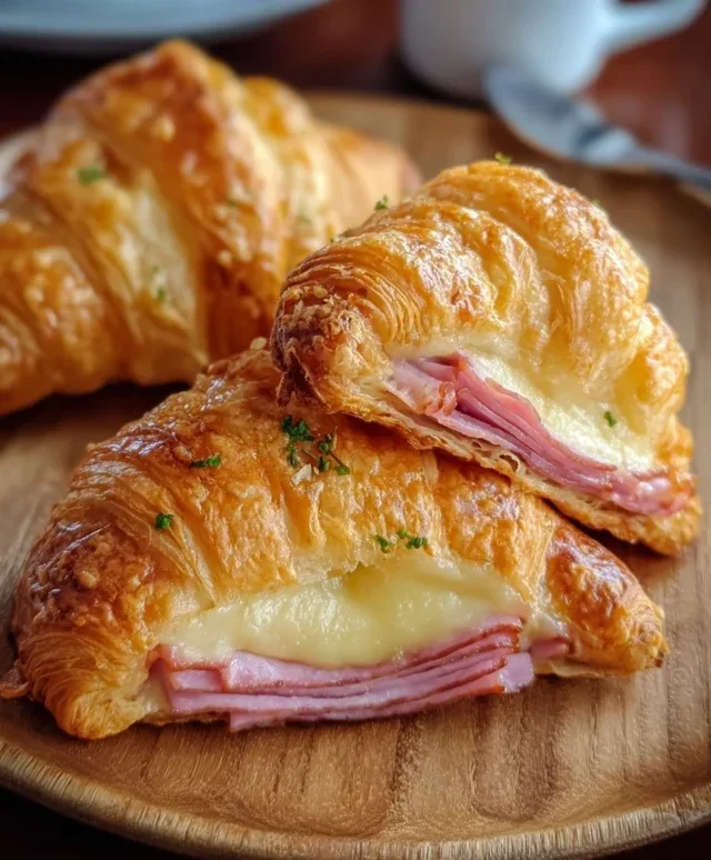 Baked Beef Beef Ham and Cheese Croissants